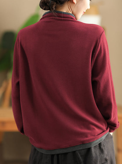 Winter Colorblock Half-turtleneck Sweatshirt Wu015