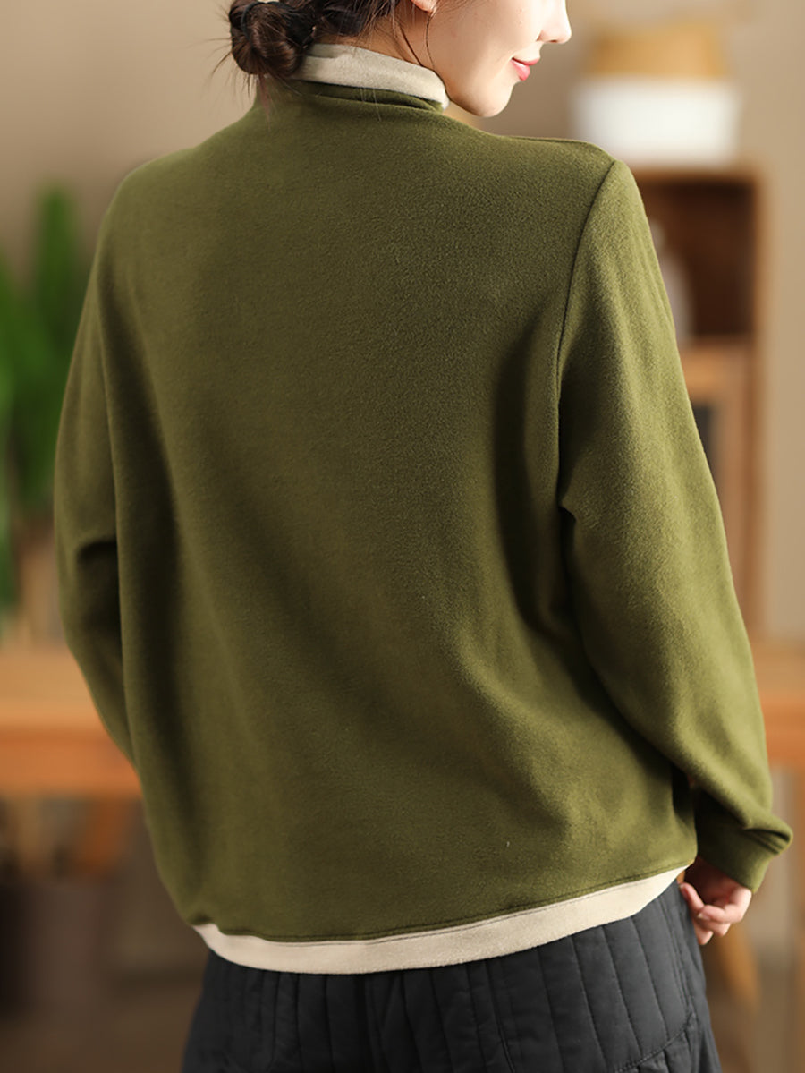 Winter Colorblock Half-turtleneck Sweatshirt Wu015