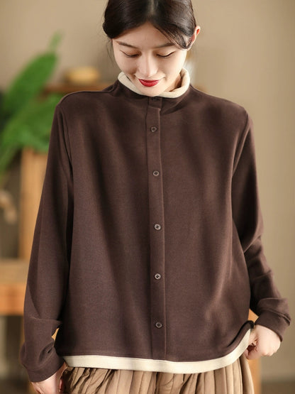 Winter Colorblock Half-turtleneck Sweatshirt Wu015