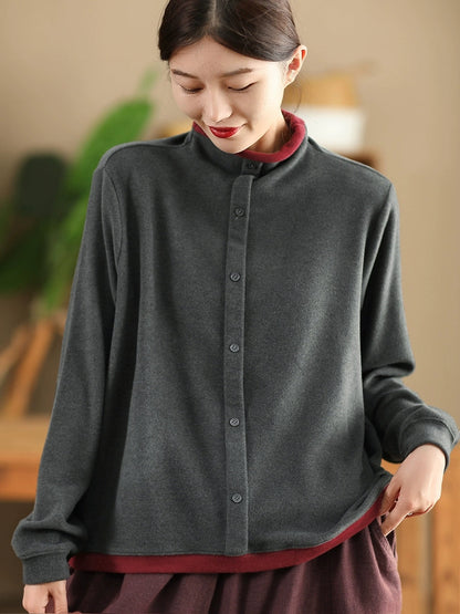 Winter Colorblock Half-turtleneck Sweatshirt Wu015