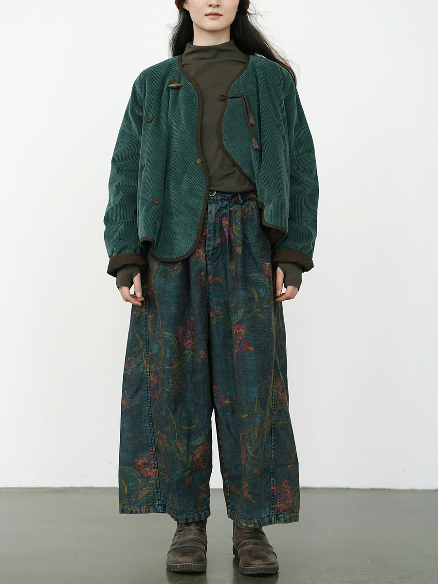 Autumn Corduroy Padded Coat Wu029