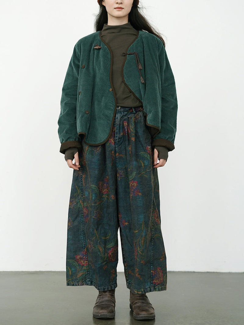 Autumn Corduroy Padded Coat Wu029