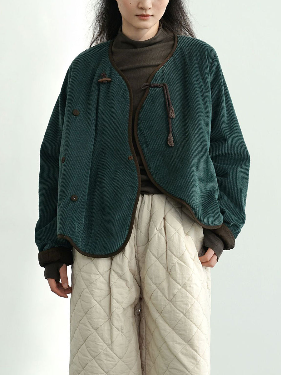 Autumn Corduroy Padded Coat Wu029