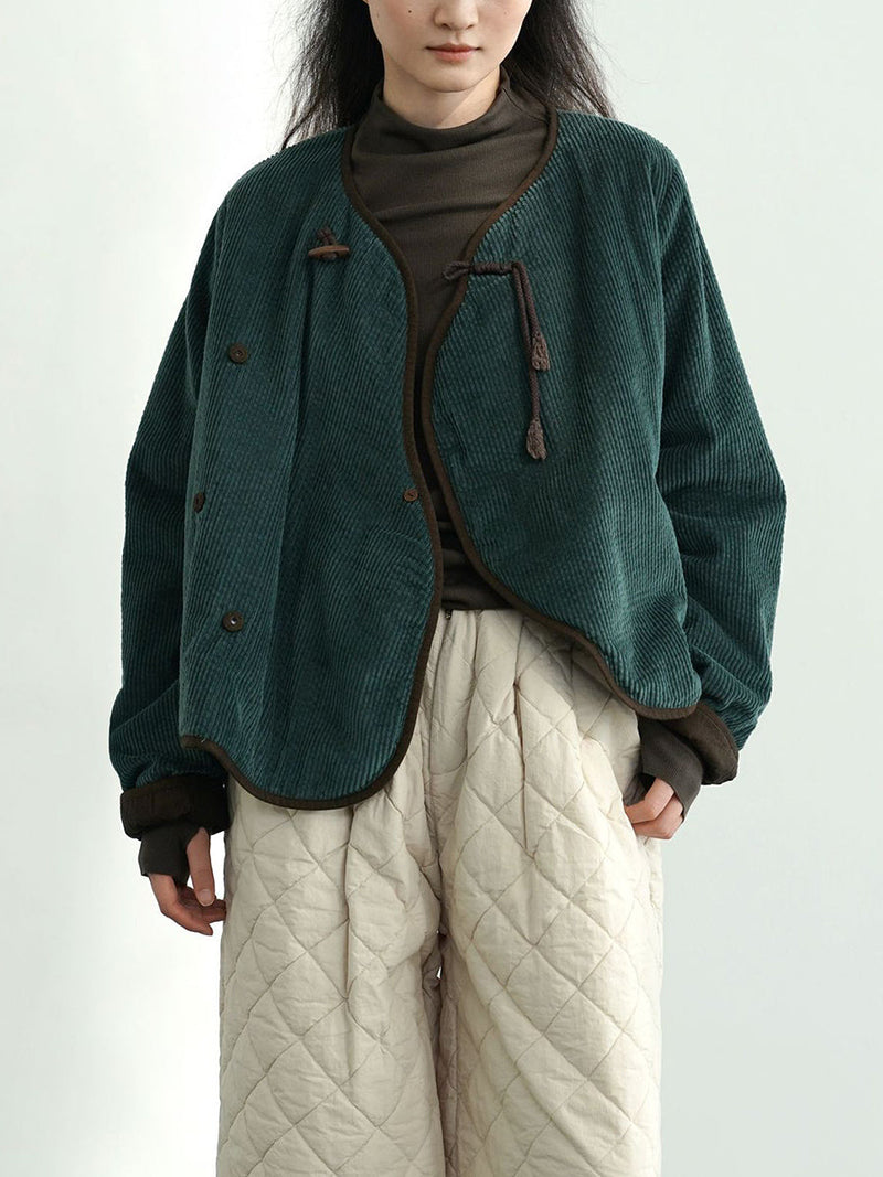 Autumn Corduroy Padded Coat Wu029