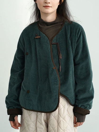 Autumn Corduroy Padded Coat Wu029