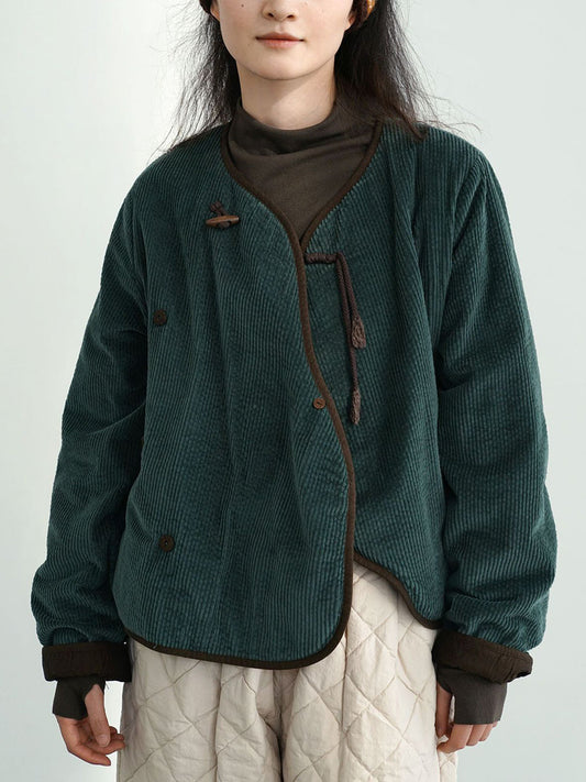 Autumn Corduroy Padded Coat Wu029