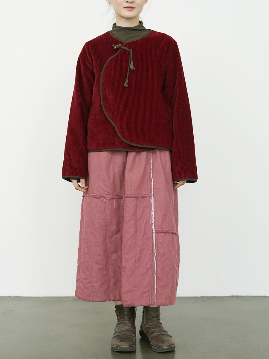 Autumn Corduroy Padded Coat Wu029