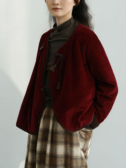 Autumn Corduroy Padded Coat Wu029