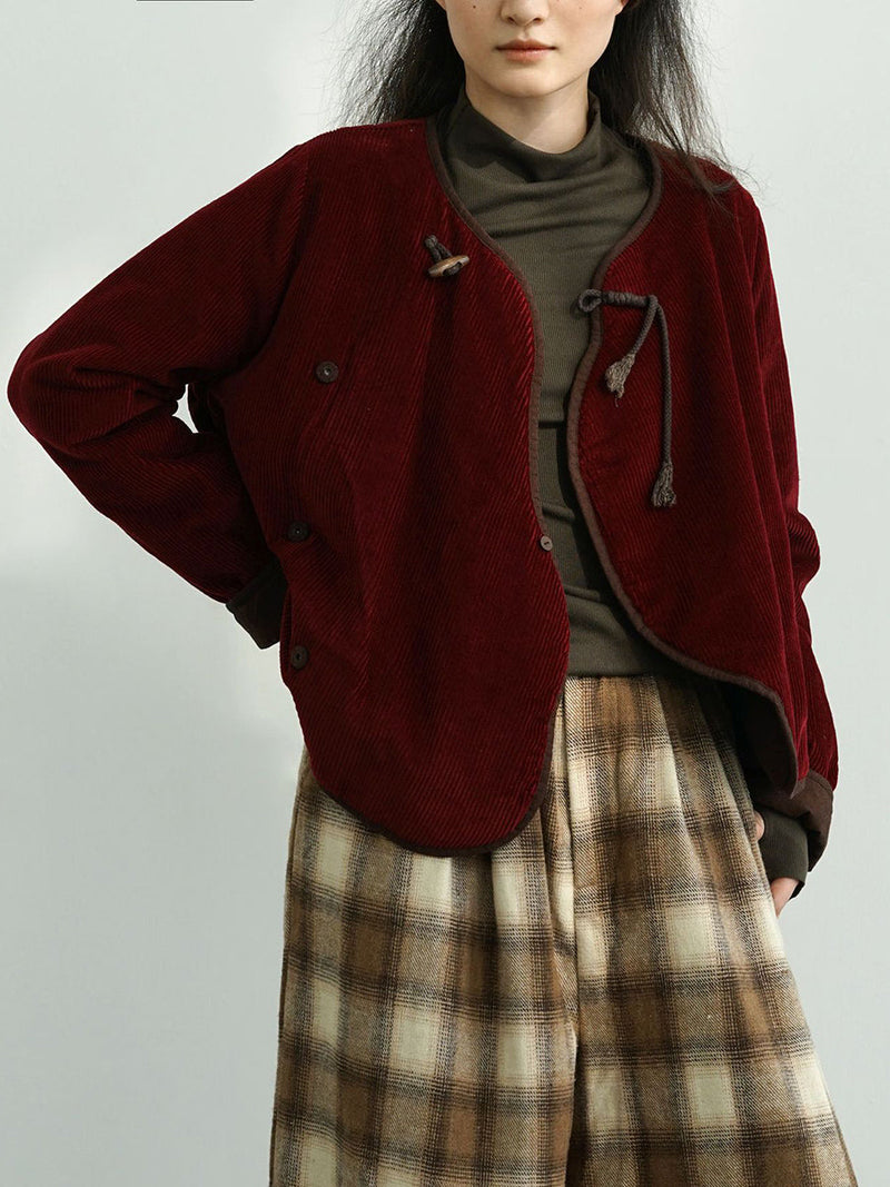 Autumn Corduroy Padded Coat Wu029