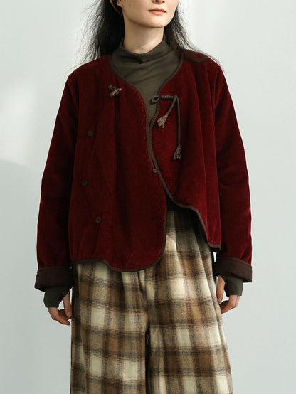 Autumn Corduroy Padded Coat Wu029