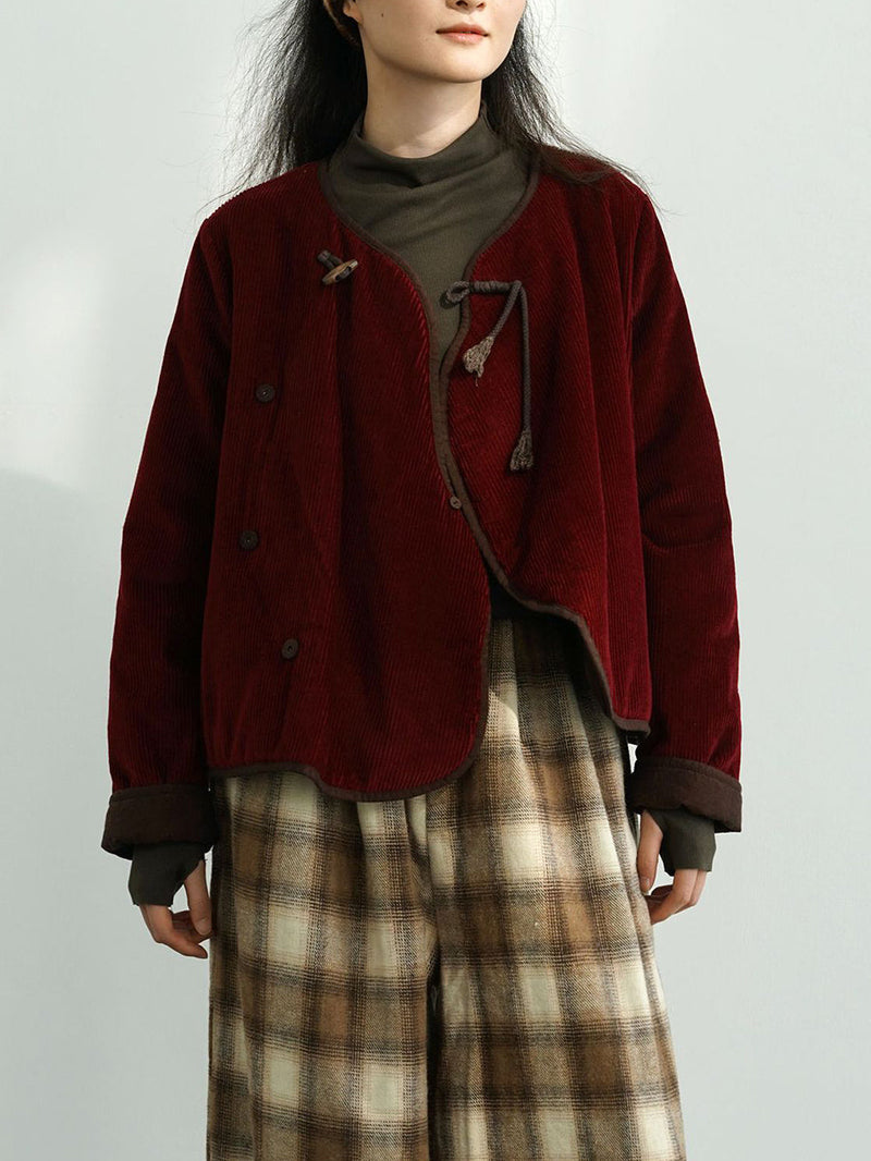 Autumn Corduroy Padded Coat Wu029