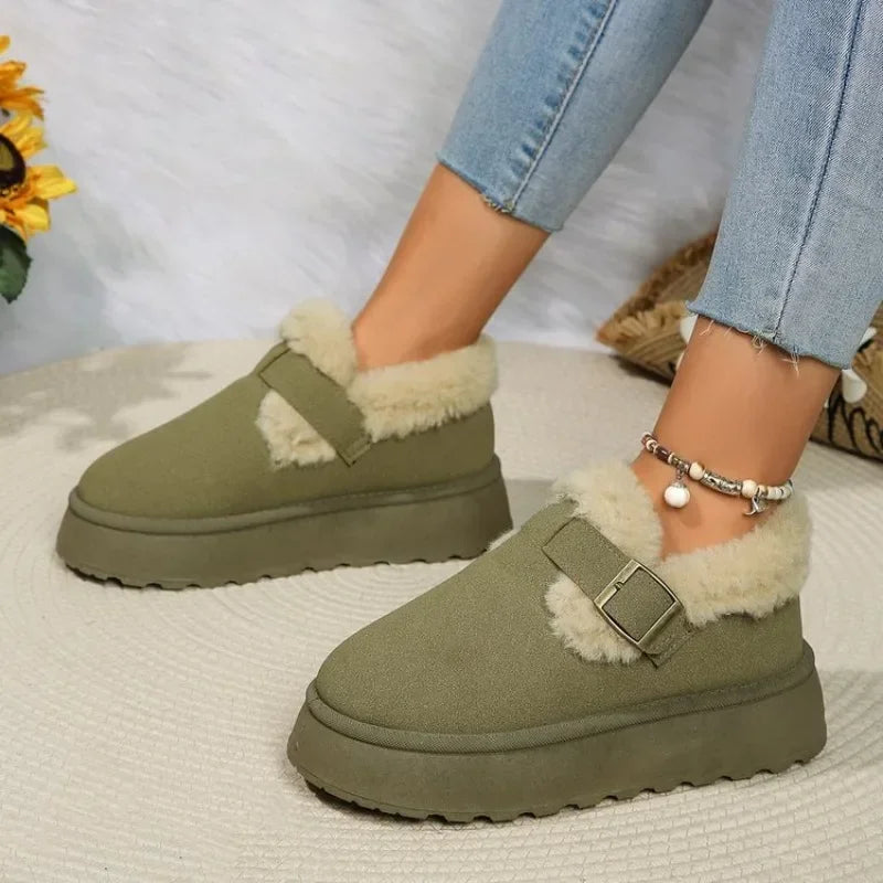 Fashionable Plush Flat Stylish Cozy Non-slip Round Toe Snow Boot