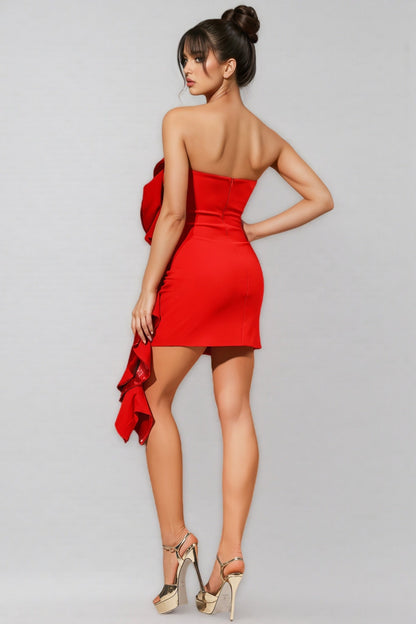Lush Ruffle Sequin Strapless Mini Dress