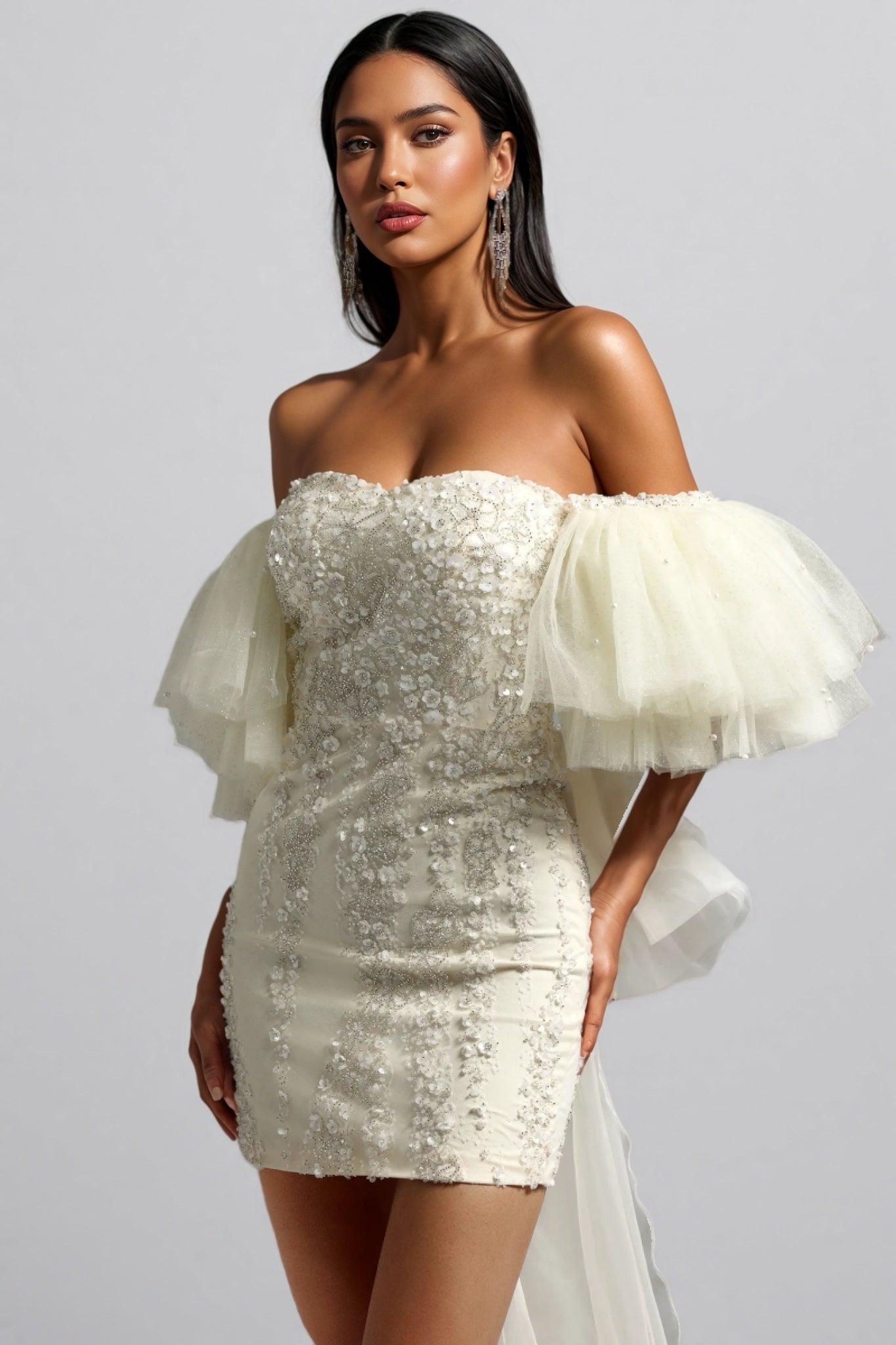 Joes Off-the-shoulder Sequin Streaking Mini Dress