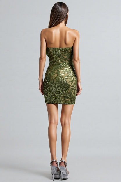 Karena Sequined Plunge Mini Dress