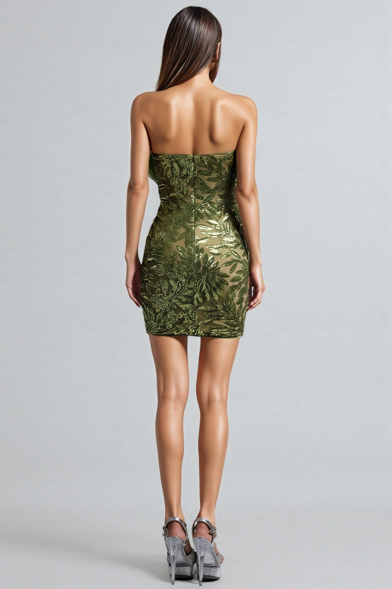 Karena Sequined Plunge Mini Dress
