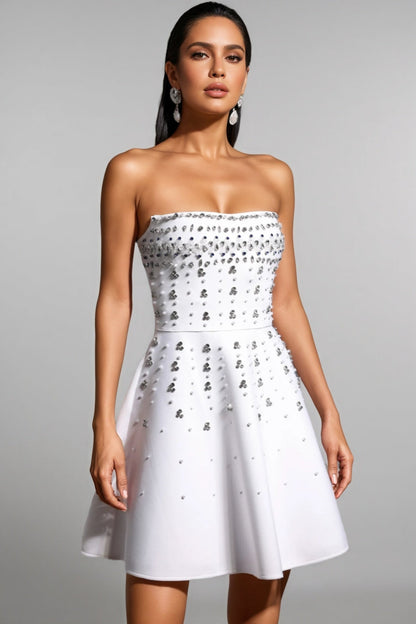 Kaelht Strapless Diamond Bandage Mini Dress