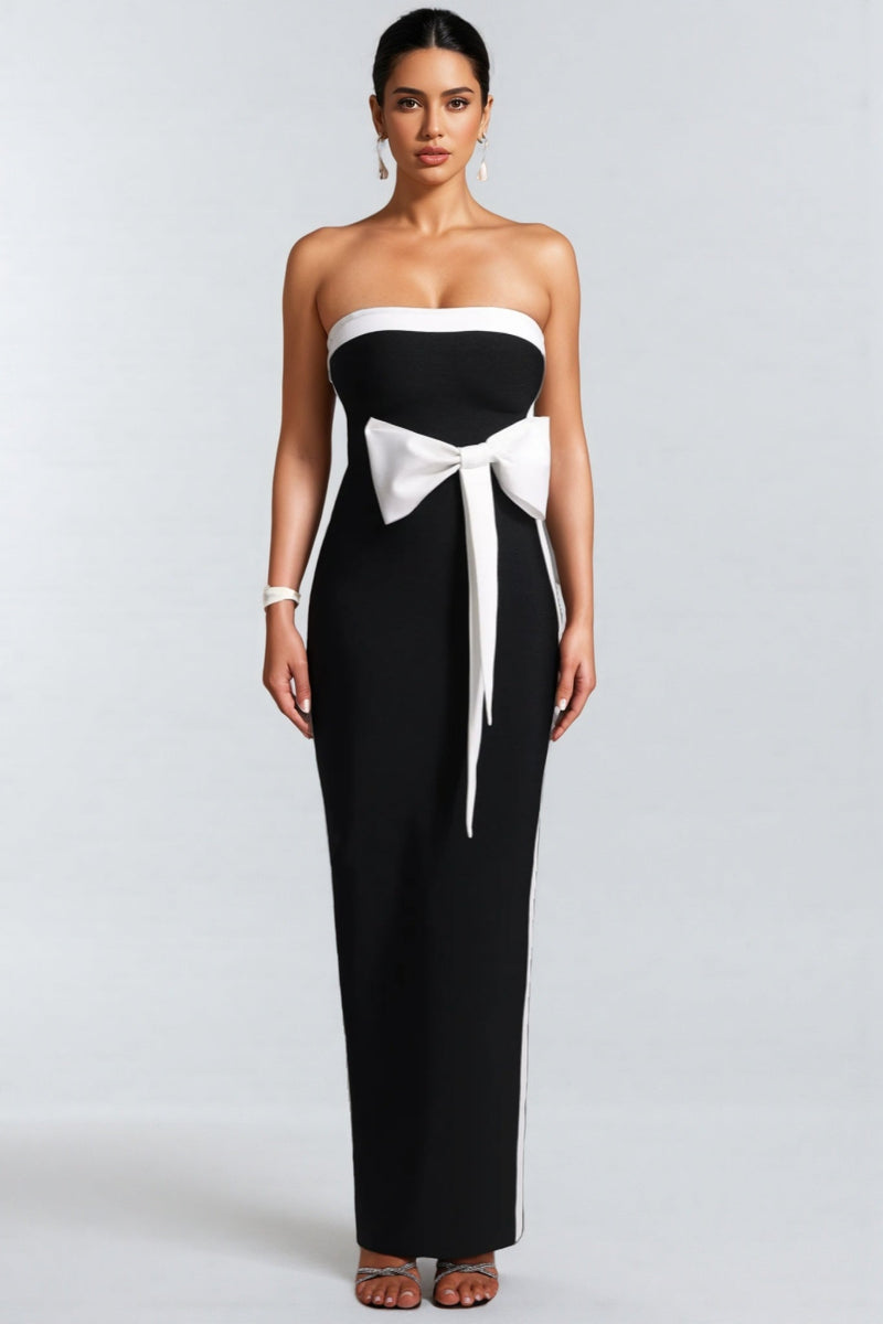 Lala Bandage Strapless Bow Maxi Dress
