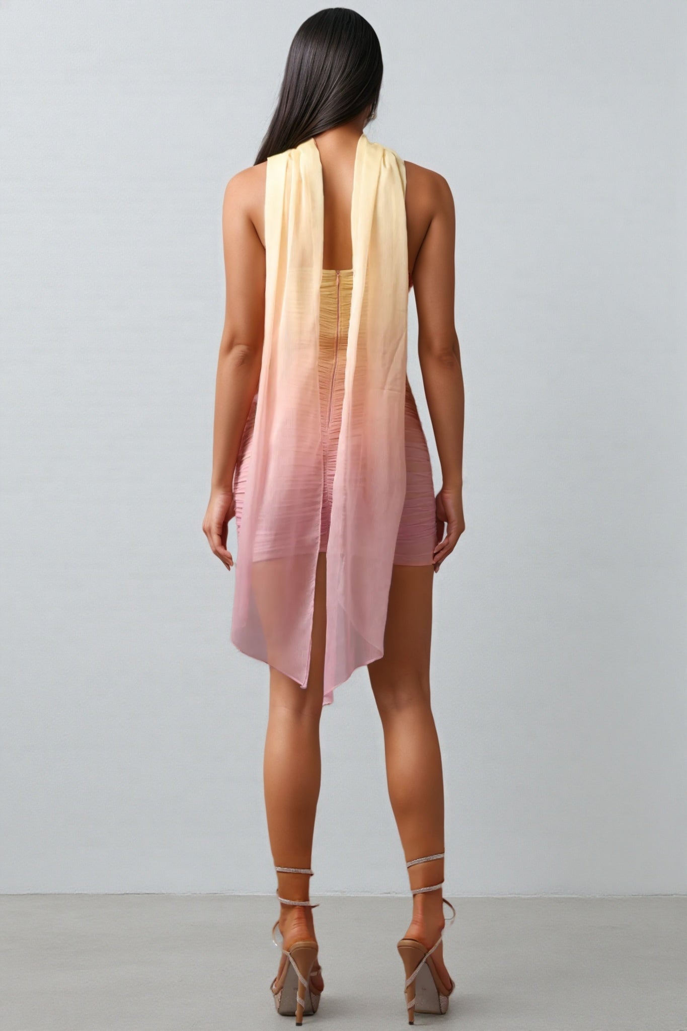 Lilya Off-the-shoulder Sleeveless Ribbon Mini Dress