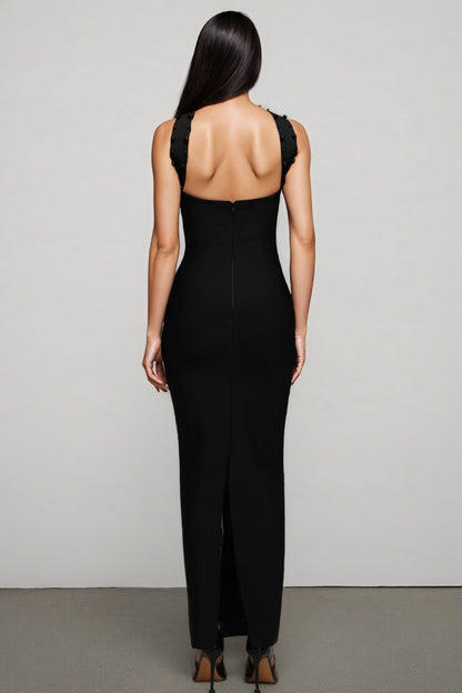 Nyralk Sleeveless Pearl Bandage Maxi Dress
