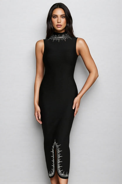 Nanci Sleeveless Diamond Bandage Maxi Dress
