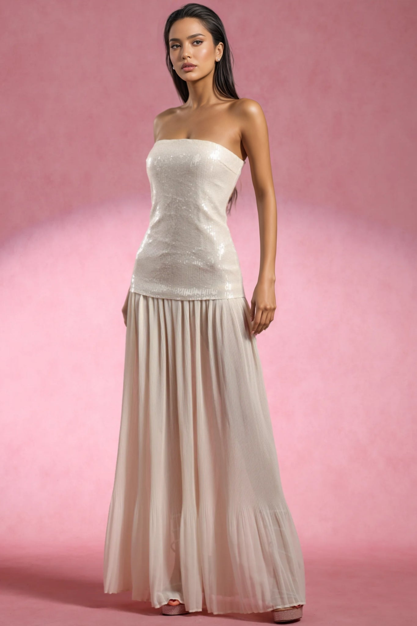 Eyola Sleeveless Sequin Maxi Dress