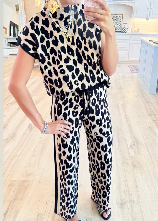 Leopard Print Pants Suit