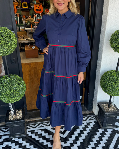 Tiered Long Sleeve Maxi Dress