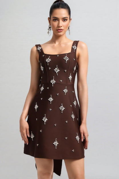 Julieta Square Neck Rhinestone Bandage Maxi Dress