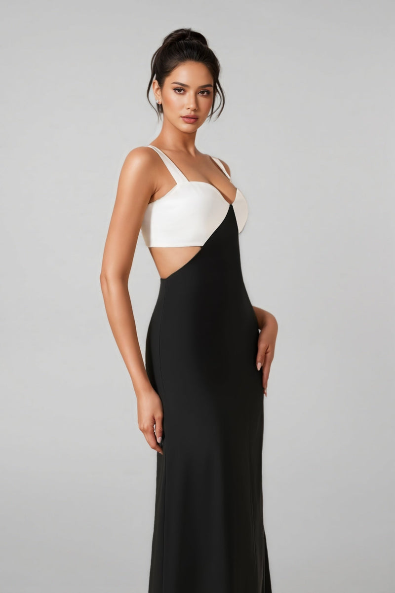 Garin Square Neck Cut-out Midi Dress