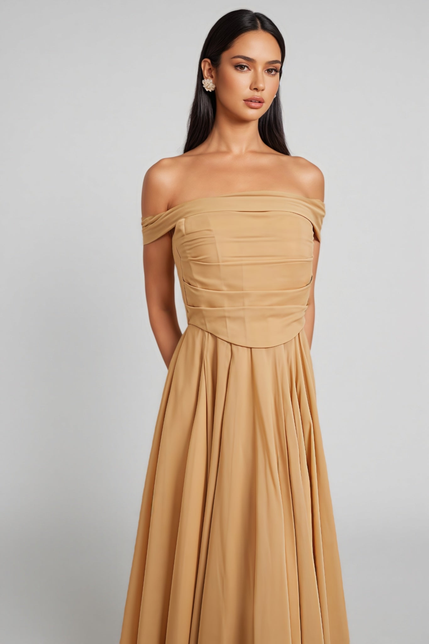 Callad Strapless Fishbone Maxi Dress