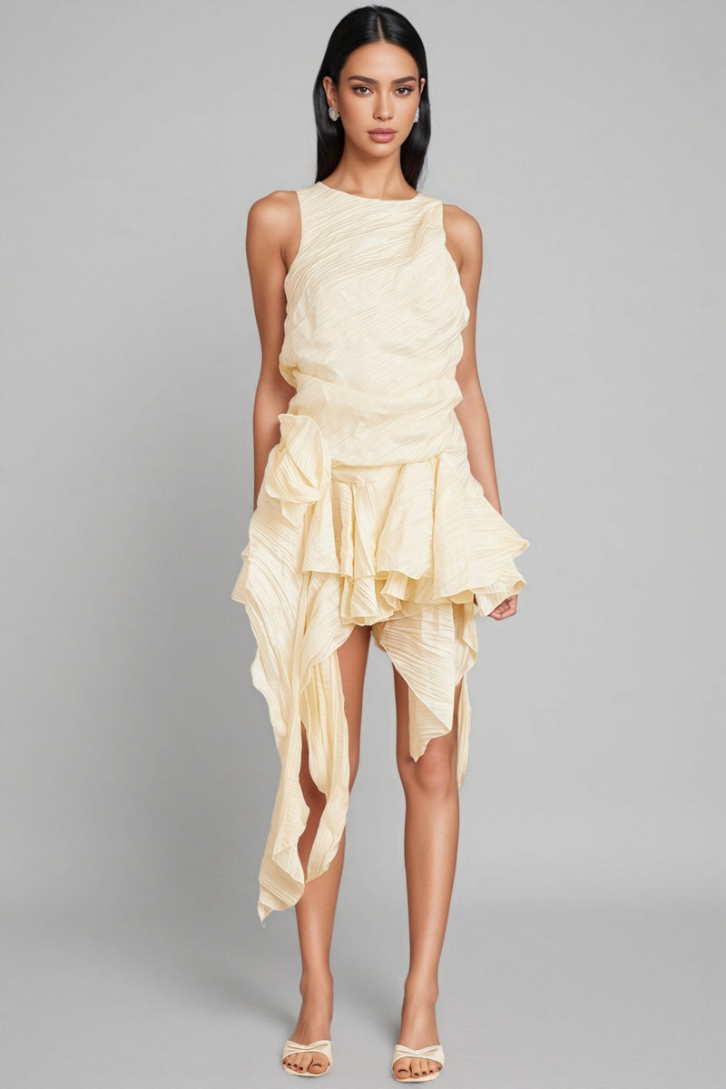 Aella 3d Irregular Ruffle Mini Dress