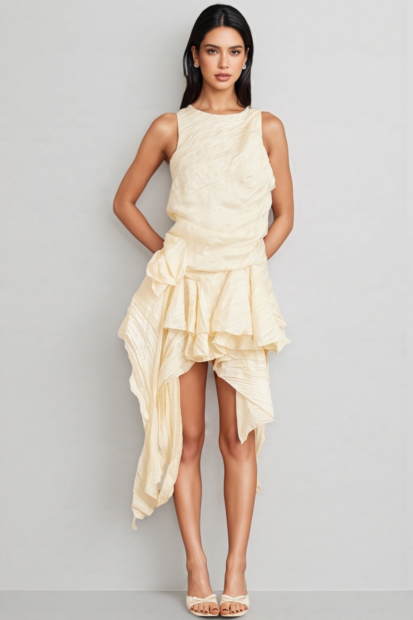 Aella 3d Irregular Ruffle Mini Dress
