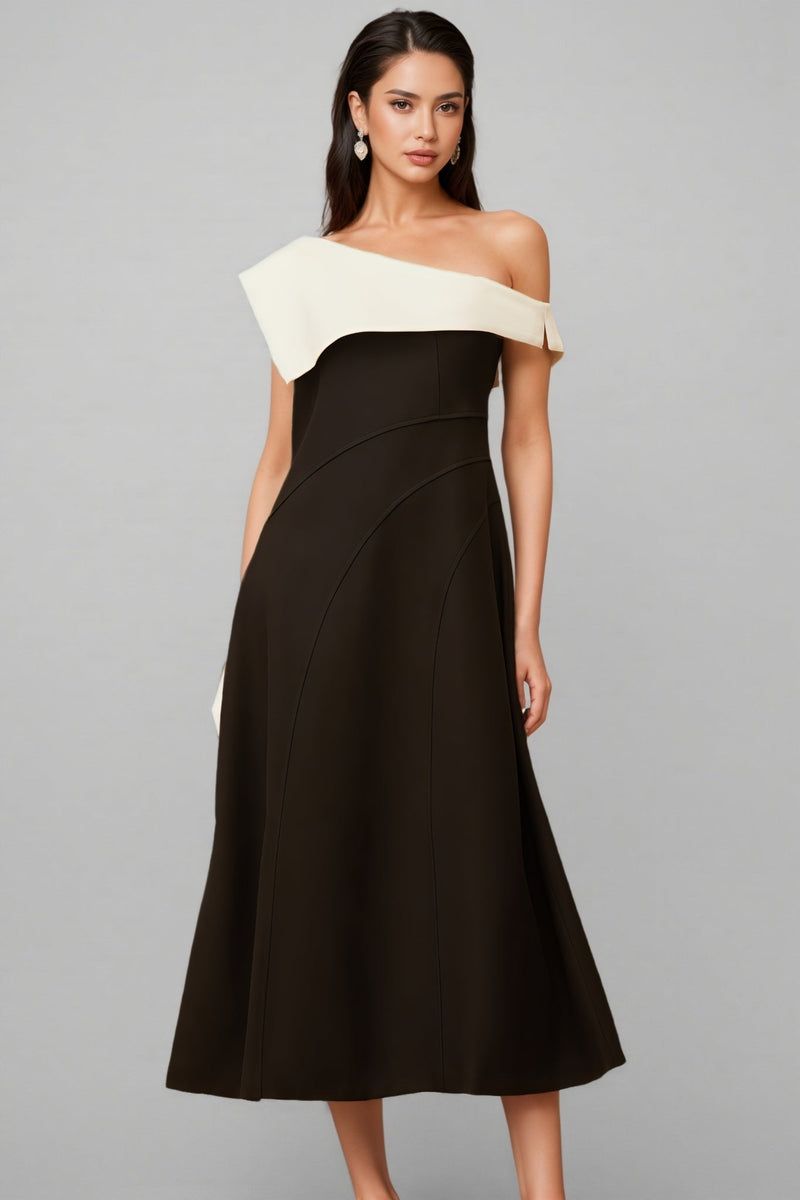 Felicie Color Block Asymmetrical Midi Dress