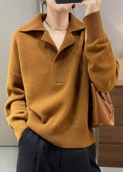 New Grey Peter Pan Collar Knit Sweater Tops Spring Ti013
