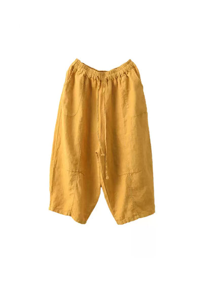 Harem Color 100%linen Summer Pants Pure
