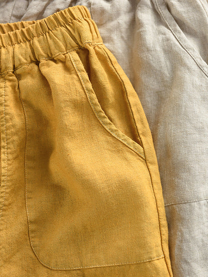 Harem Color 100%linen Summer Pants Pure
