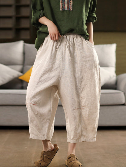 Harem Color 100%linen Summer Pants Pure