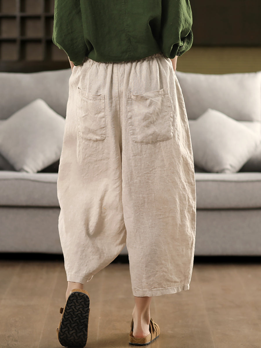 Harem Color 100%linen Summer Pants Pure
