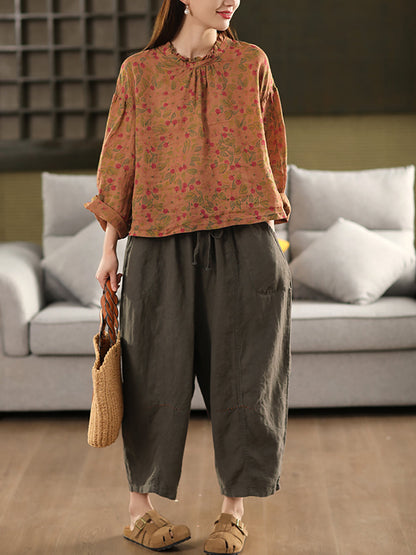 Harem Color 100%linen Summer Pants Pure