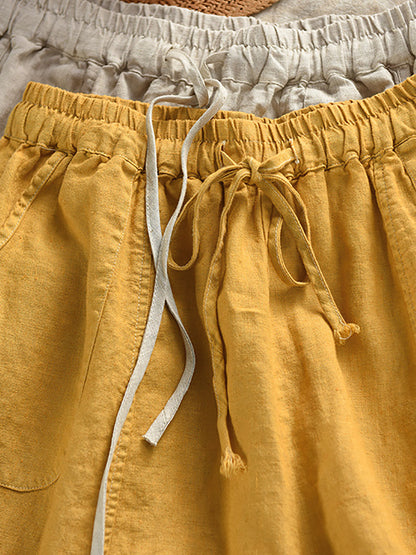 Harem Color 100%linen Summer Pants Pure