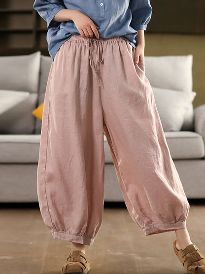 Summer Color 100%linen Pure Harem Pants