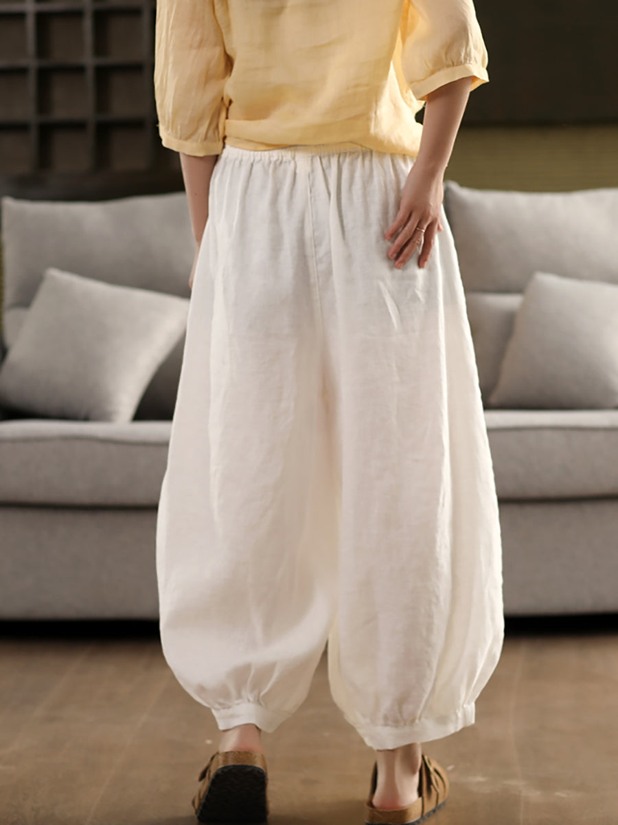 Summer Color 100%linen Pure Harem Pants