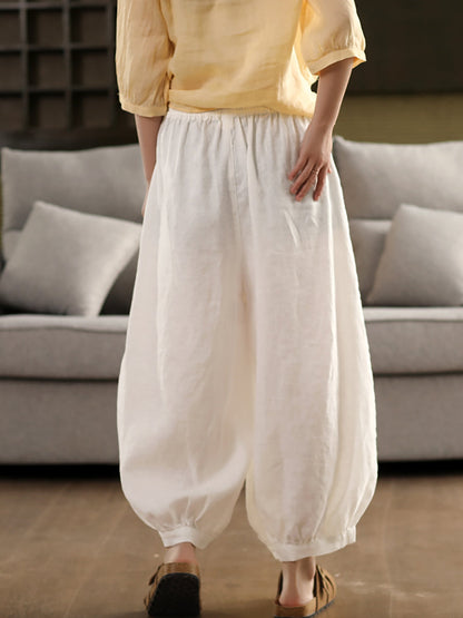 Summer Color 100%linen Pure Harem Pants