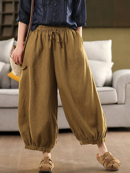 Summer Color 100%linen Pure Harem Pants