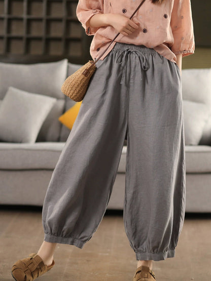 Summer Color 100%linen Pure Harem Pants