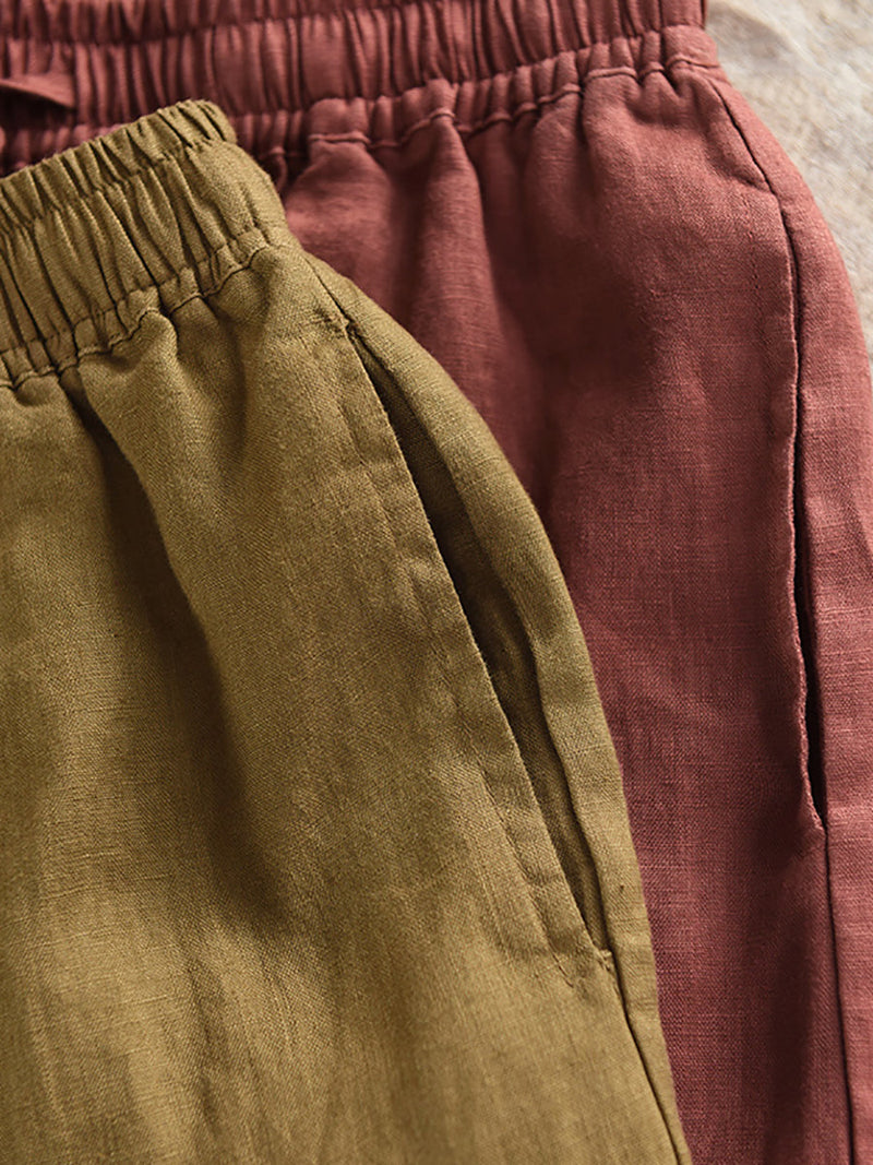 Summer Color 100%linen Pure Harem Pants