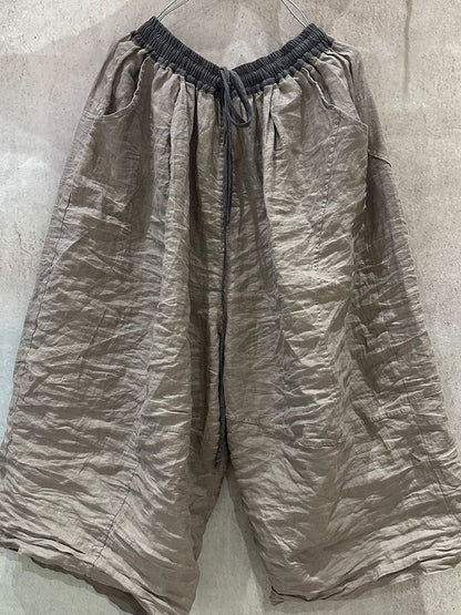 Summer Wide-leg Pants Colorblock Linen