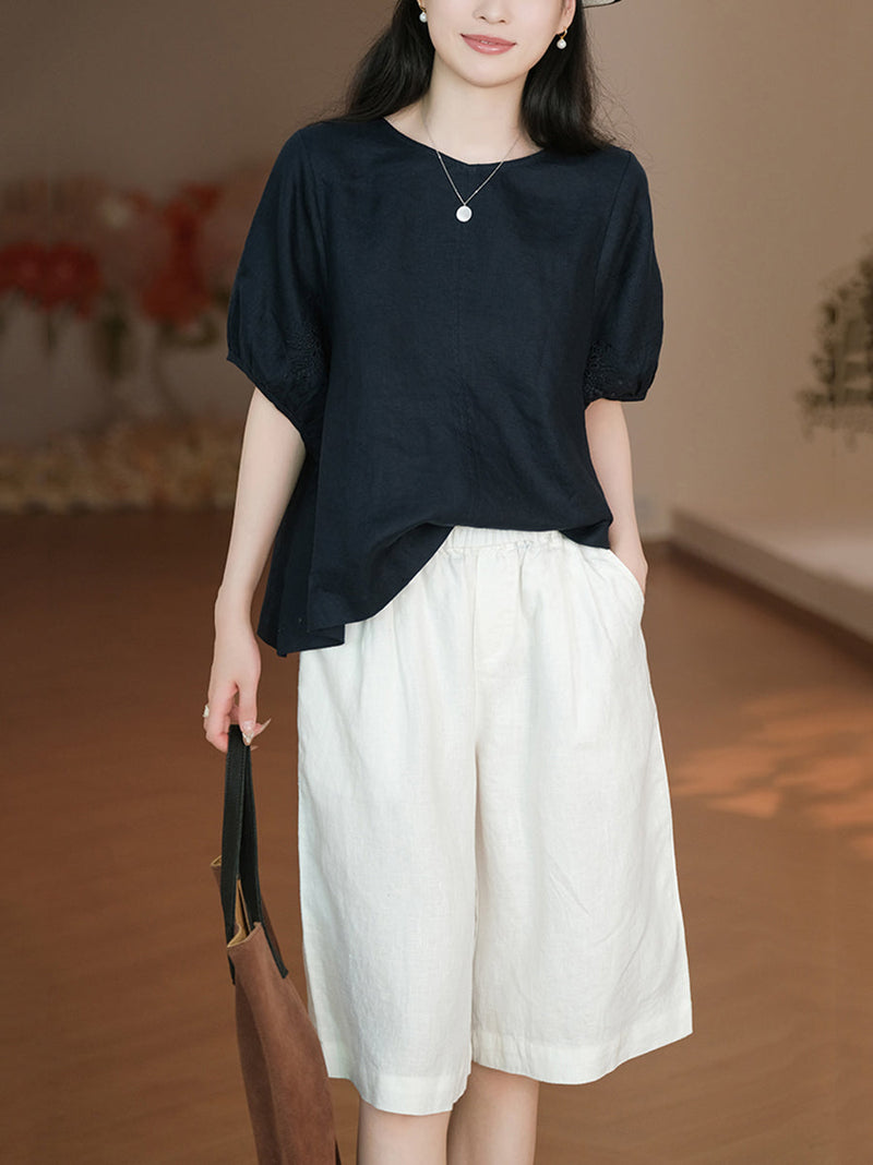 Color 100%linen Pure Fifth Summer Pants