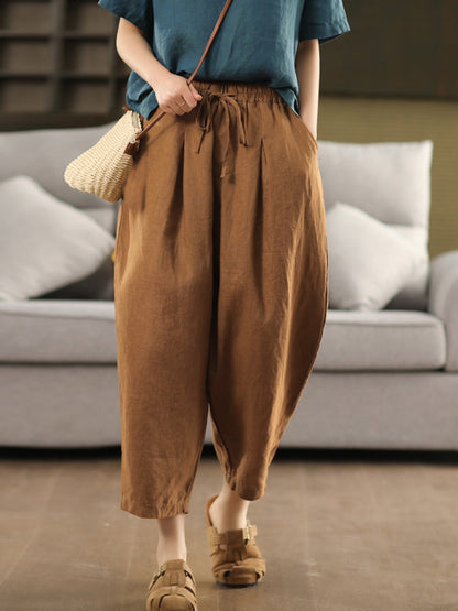 Harem Summer 100%linen Color Pants Pure